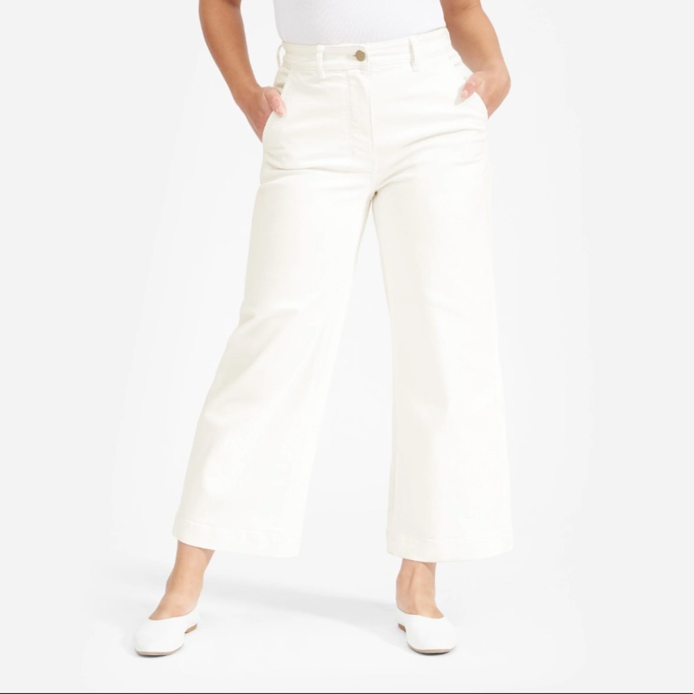 Everlane White Wide Leg Crop Jeans Size 12